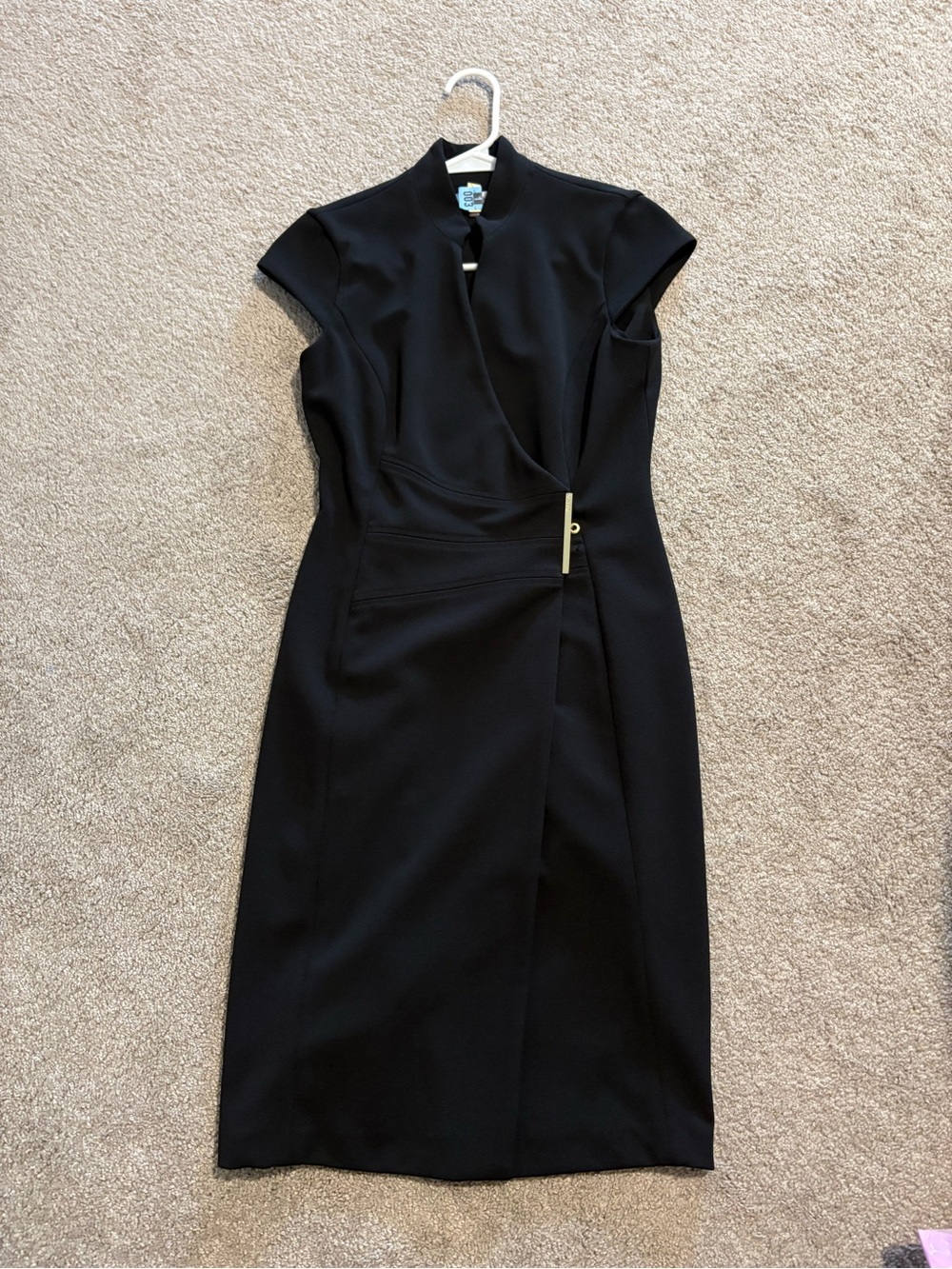 Calvin Klein Black Midi Dress with Gold Accent
